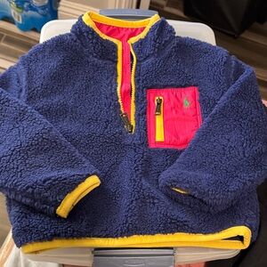 Polo Ralph Lauren Kids Navy Fleece with Pink and Yellow Accents